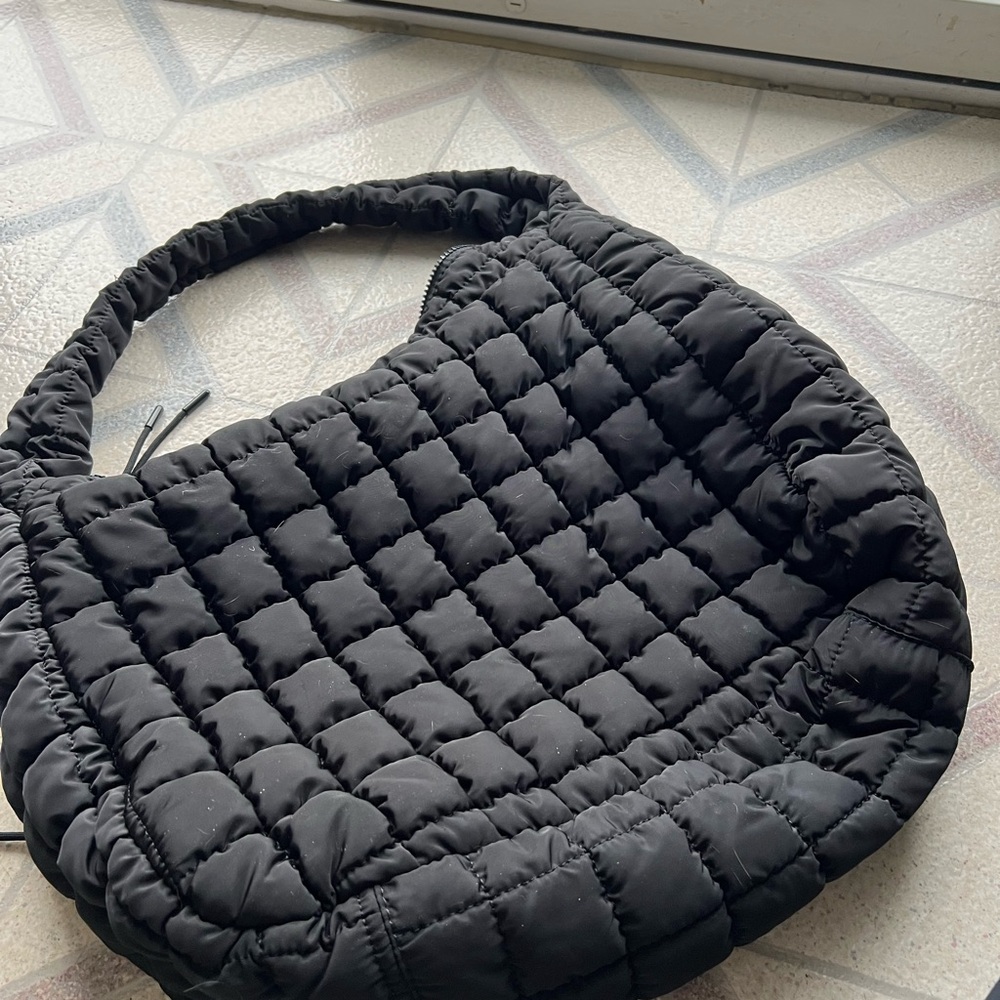 Free People Black Quilted Hobo Bag